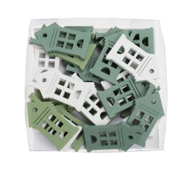 Drevené ozdoby domček bie/zel s/24 9*9*2cm