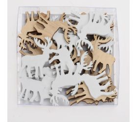 Drevené ozdoby jeleň bie/nat s/24 9*9*2cm