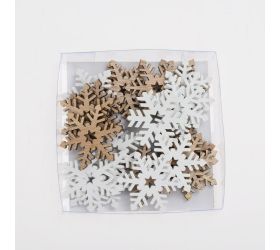 Drevené ozdoby vločky nat/bie s/24 9*9*2cm
