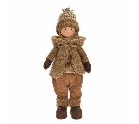 Chlapec stojaci hnedý led textil 22*18*46cm