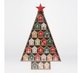 Adventný kalendár strom nat/čer/zel drevo 38,5*6*61cm