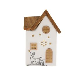 Domček bie/nat led porcel. 10,5*7,5*16,3cm