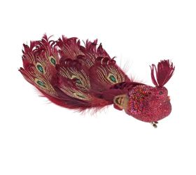 Páv bordový na štipci 25*14*9cm