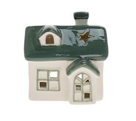 Domček bie/zel na sviečku porcel. 14*10,2*12cm