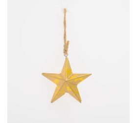 Záves hviezda zlatá drevo 7,3*7,3*2,7cm