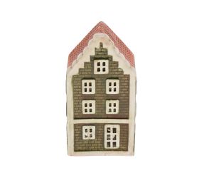 Domček zel/ora  led porcel. 6,5*5,5*12cm