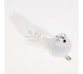 Vtáčik biely na štipci 19*5,5*7cm