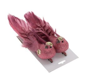 Vtáčiky bordové na štipci s/2 16*3,9*5,5cm