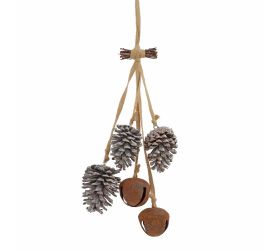 Záves šišky, rolničky bie/hrdz. 13*8*56cm