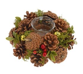 Svietnik šiškový, čečina, bobulky, zeleň 18,5*18,5*8,5cm