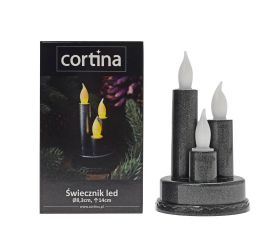 Svet.led tri sviečky čierna