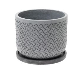 J93 kvetináč + miska chocolate šedá 44h36cm xl