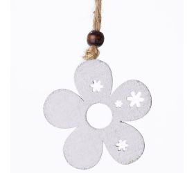 Záves kvietok biely drevo s/4