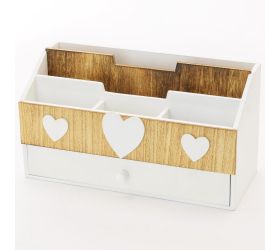 Skrinka srdce biela/natur 28x12x15cm