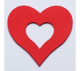 Výrez srdce drev.červené s/10 7cm super cena