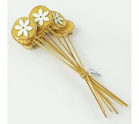 Výrez kvietok zapich drevo bie/natur 6cm s/10