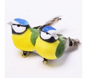 Vtáčik na štipci modrozelený 11cm mix
