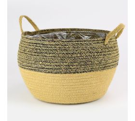 Kôš prútie s uchom hnedá/natur l 30x22cm