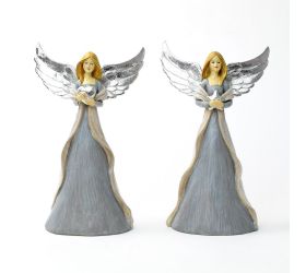 Anjel sivý strieb.krídla 16x9,5x28cm mix 2