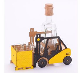 743 vozík vysokoz./poháre drevo+sklo v27x10x26cm