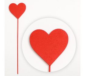 Zápich srdce drevo 6x0,5x26cm červené