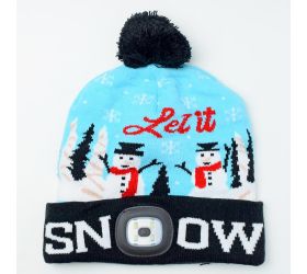 Čiapka x-mas,let it snow,modrá,4xsmd led