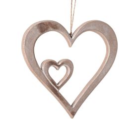 Záves dvoj-srdce veľké nat/bie drevo 17*16,5*1,5cm
