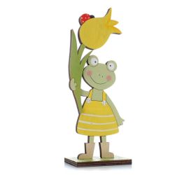 Žaba s tulipánom zel/žl drevo 8*5*22,5cm