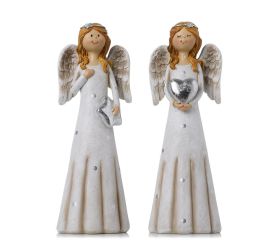 Anjel bie/béž/str srdce/hviezda mix/2 poly 7*5,5*21,5cm