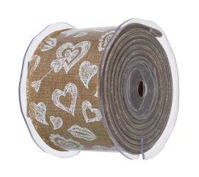 Stuha 6cmx10m juta srdce natural 2524g 00