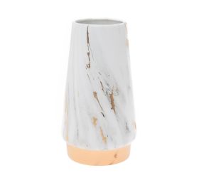 Váza mramor  keramika 11x11x20cm bielozlatá
