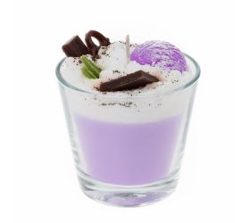 Sviečka dezert v skle fial.levandula 9x9cm