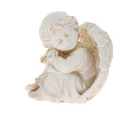 Anjel smútočný poly na podstavci biely 10*9.5*11.5cm