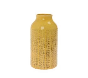 Váza ornament žltá keramika 9.5*9.5*17.5cm