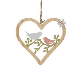 Záves srdce vtáčiky drevo 14x1,2x13,5cm natur