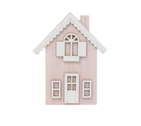 Dom drevo 12x9,5x2cm ružová