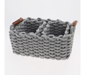 Košíky sivé pletené látka s/3 32*22*16cm