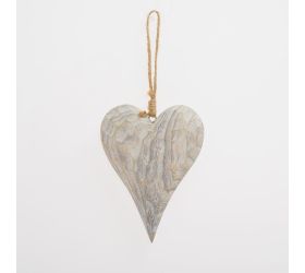 Záves srdce biele drevo 10*2,5*14cm