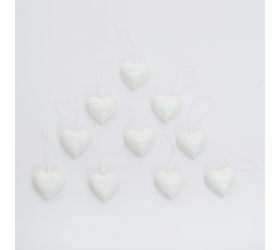 Záves srdiečka biele drevo s/10 4*4*2cm