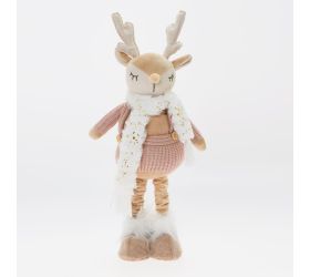 Jeleň stojaci ruž/hne telesk. nohy, textil 20*13*40/59cm