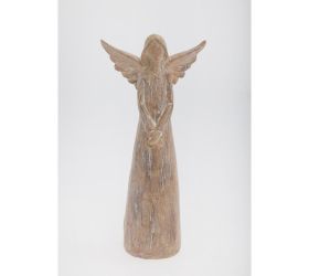 Anjel so srdcom drevený vzhľad poly 10*7*24cm