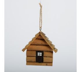 Záves domček hnedý drevo 9*10*3cm
