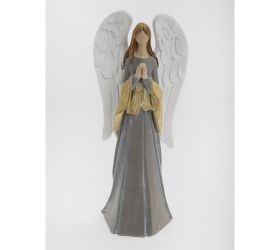 Anjel modliaci siv/bie/béž poly 12*8,5*28cm