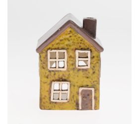 Domček zel/siv na sivečku porcel. 8,1*6,2*11,2cm