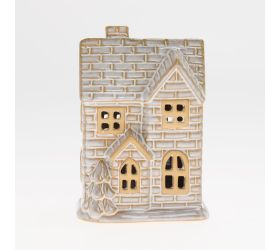 Domček bie/hne led porcel 9,8*6,4*13,8cm