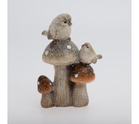 Hríbiky s vtáčikmi bie/or poly 10,5*6*15cm