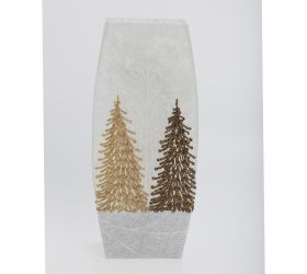 Váza vysoká biela, stromy, led 13*6*30cm