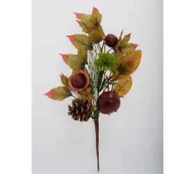 Konár gaštan, šiška, lístie zel/hne 36cm