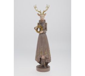 Jeleň béžový poly 8,9*7,9*31,5cm
