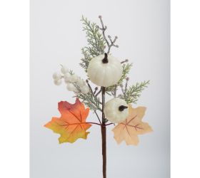 Zápich tekvice, bobule, listy bie/or 31cm